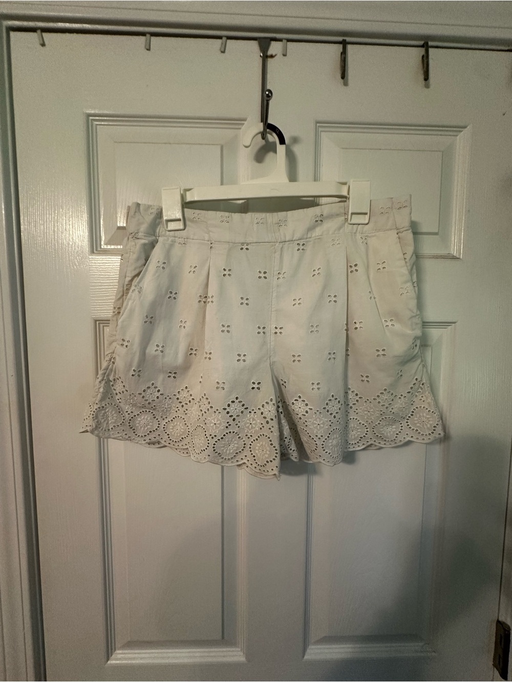Women’s White Eyelet Shorts